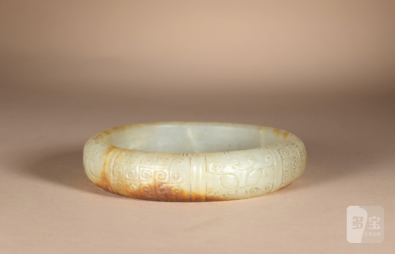 清 仿古兽面玉镯 - 图2